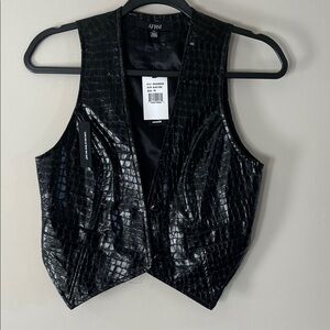 AFRM Shiny Black Croc-Patterned Vest